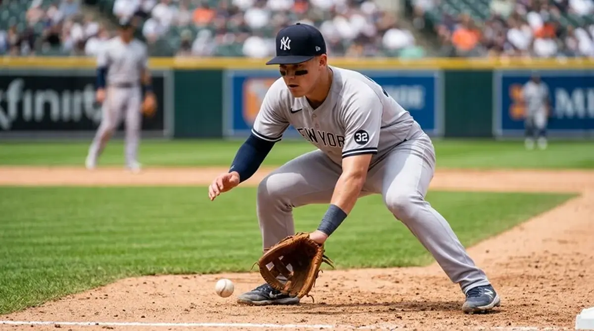 Defenzivní hráč MLB v reakci na míč v poli