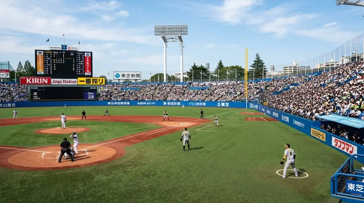 Kompaktní outfield japonského baseballového stadionu