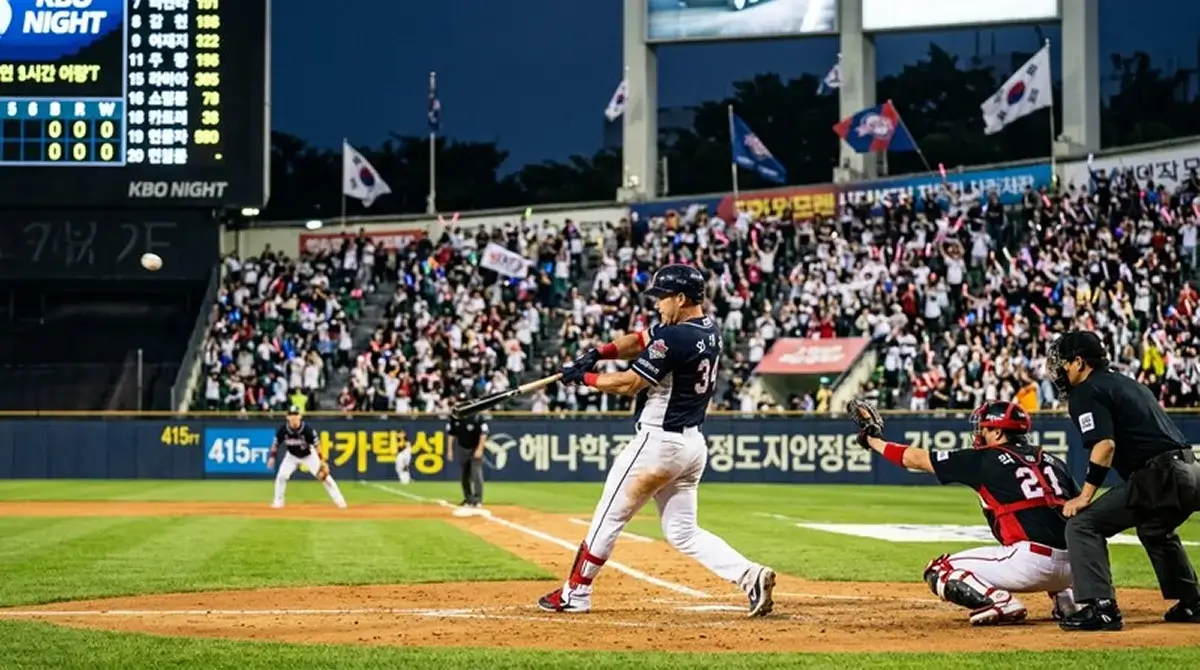 Korejská KBO liga — rychlý baseball v akci se soustředěným pálkařem