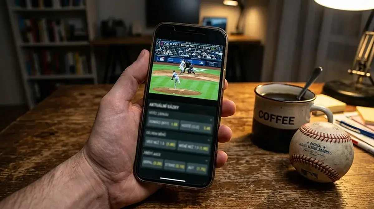 Live streaming MLB zápasu v sázkové aplikaci s in-play kurzy