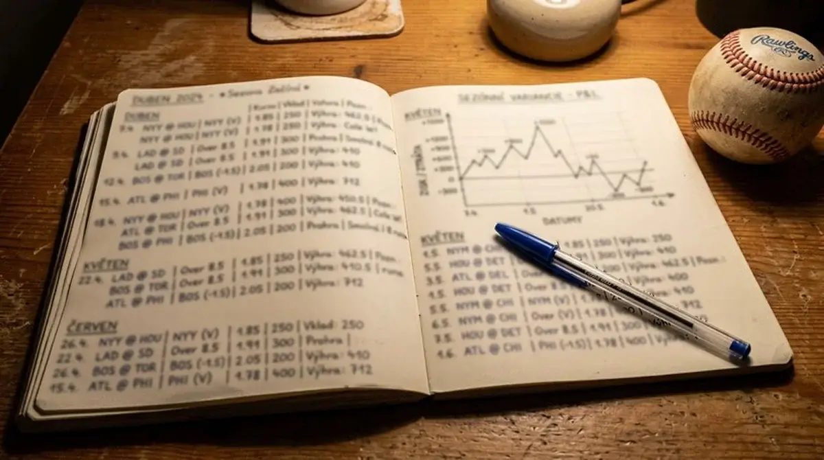 Sezónní záznam výsledků MLB sázek pro vyhodnocení variance