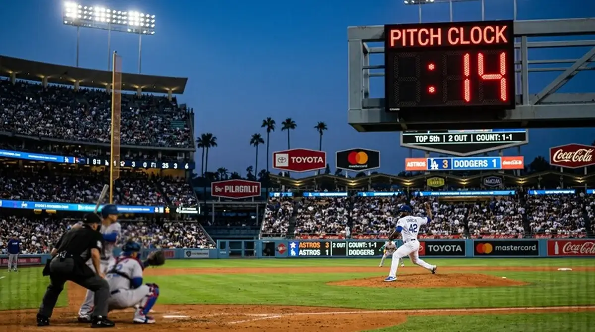 Pitch clock displej blízko nadhozovacího kopce MLB