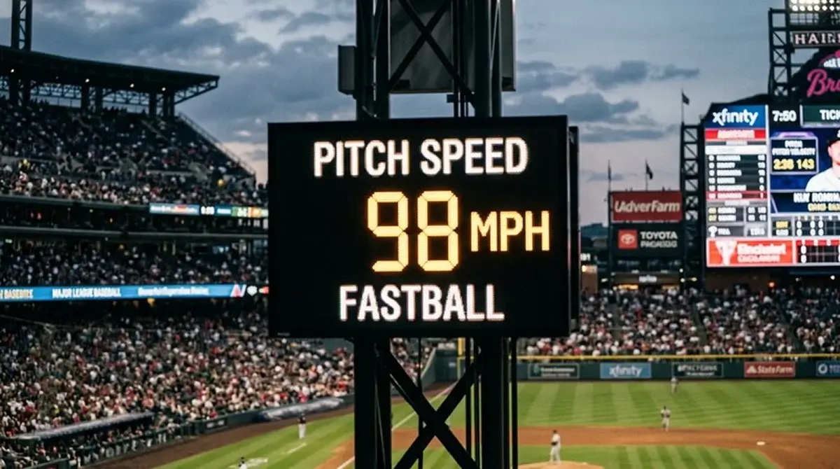 Radarový displej rychlosti nadhozu na stadionu MLB