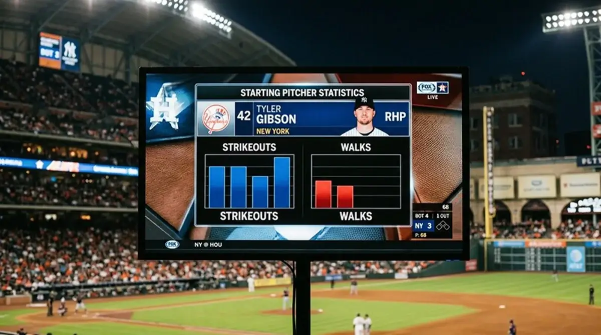 Statistický panel s ukazateli startujícího nadhazovače MLB