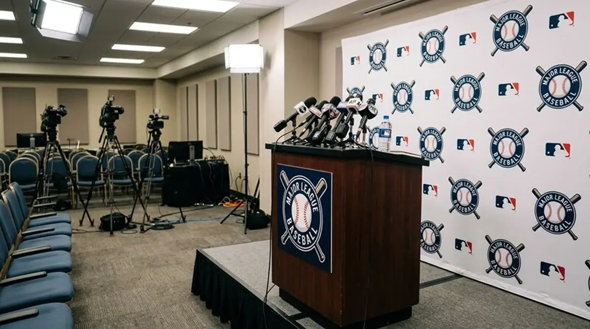 Tisková konference MLB týmu na pódiu