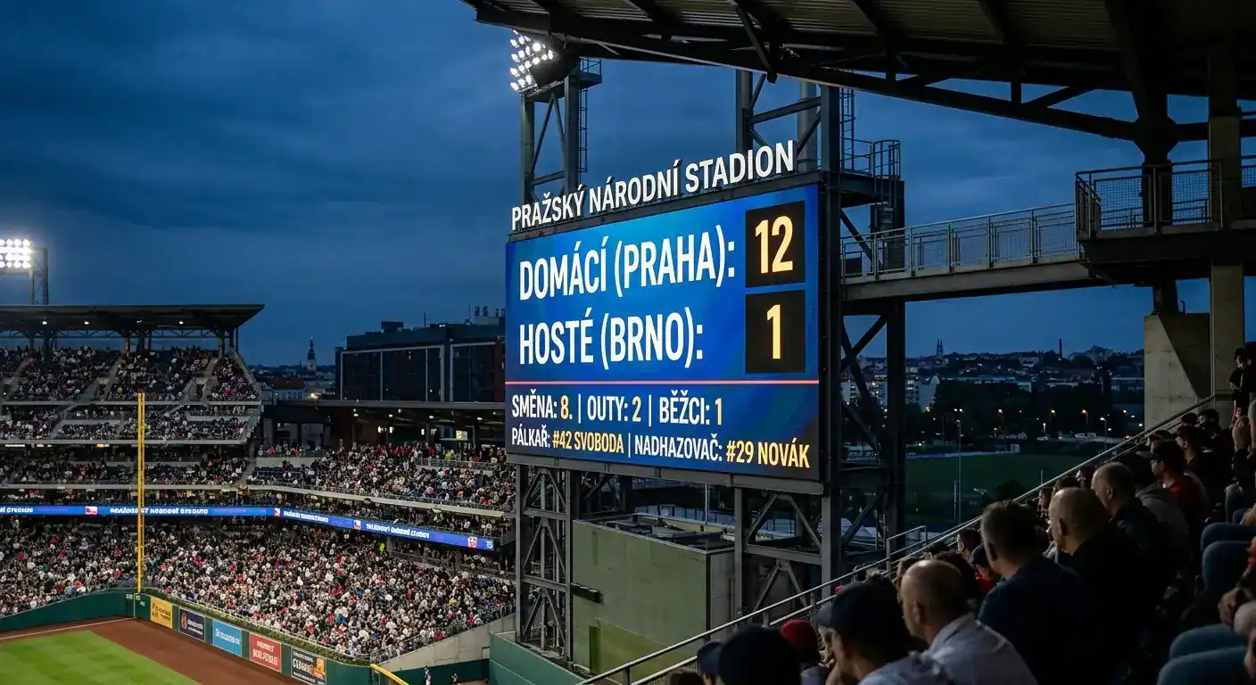 Stadionová tabule MLB s velkým bodovým rozdílem mezi týmy