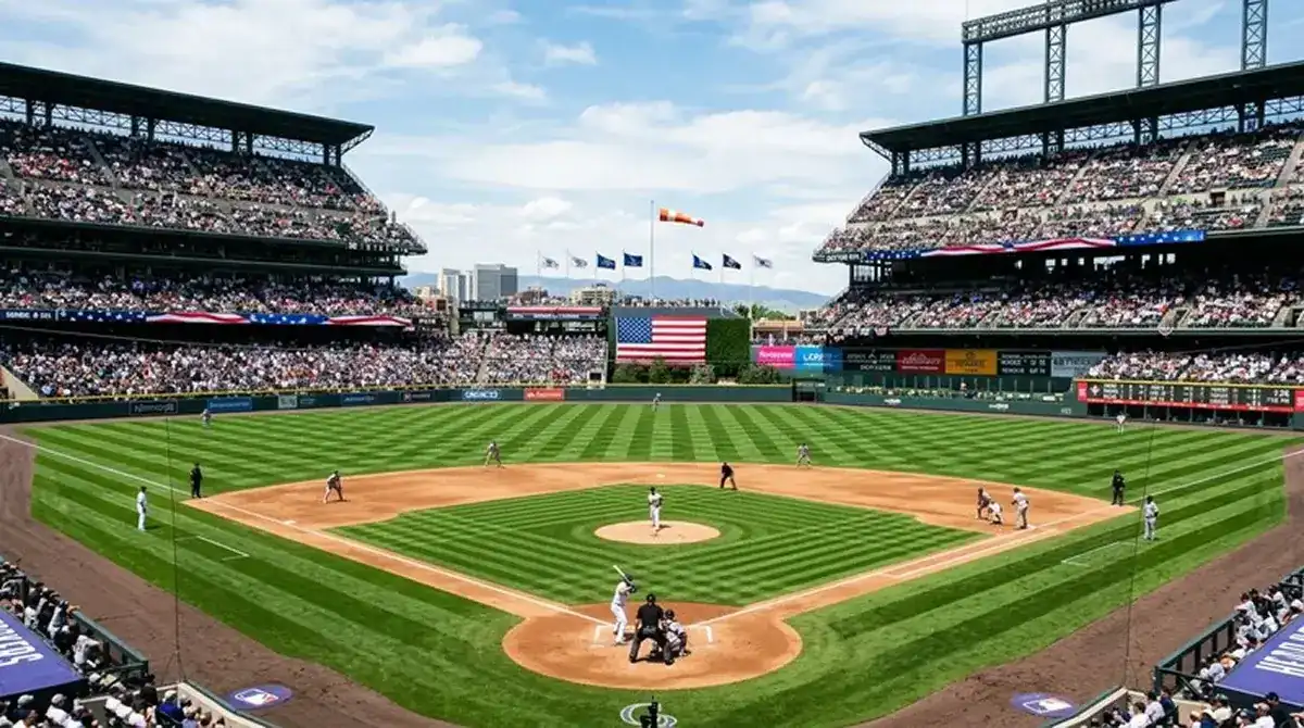 Vítr fouká do středu hřiště MLB během zápasu